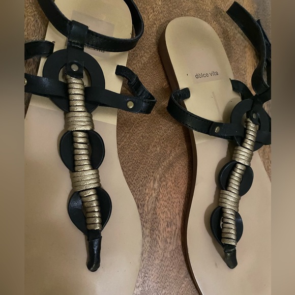 Dolce Vita Flat Gladiator Sandals with ankle strap gold rope detail sz 7 - Picture 5 of 10